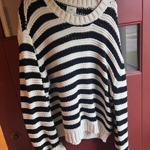 H&M Striped Black and Cream Sweater